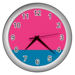 Flag Color Pink Blue Wall Clocks (silver)  by Alisyart