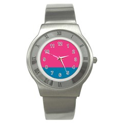 Flag Color Pink Blue Stainless Steel Watch