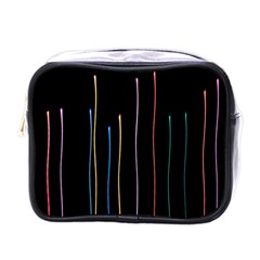 Falling Light Lines Color Pink Blue Yellow Mini Toiletries Bags