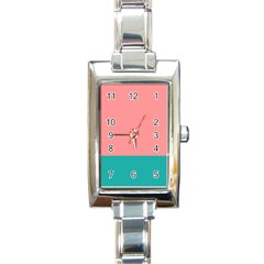 Flag Color Pink Blue Line Rectangle Italian Charm Watch