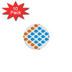 Fish Arrow Orange Blue 1  Mini Buttons (10 Pack)  by Alisyart