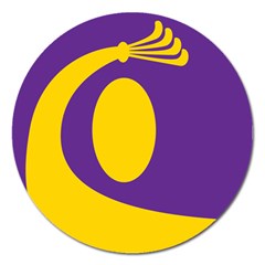 Flag Purple Yellow Circle Magnet 5  (Round)