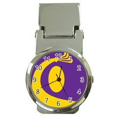Flag Purple Yellow Circle Money Clip Watches