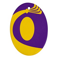 Flag Purple Yellow Circle Oval Ornament (Two Sides)