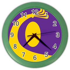 Flag Purple Yellow Circle Color Wall Clocks