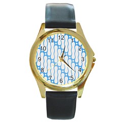 Batik Pattern Round Gold Metal Watch by Simbadda