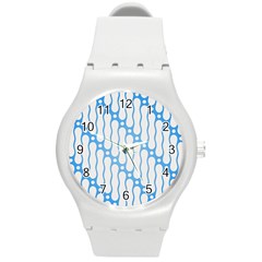 Batik Pattern Round Plastic Sport Watch (m) by Simbadda