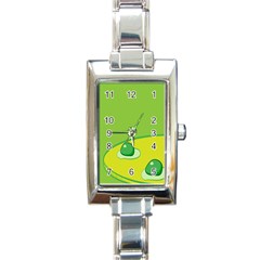 Food Egg Minimalist Yellow Green Rectangle Italian Charm Watch