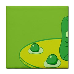 Food Egg Minimalist Yellow Green Tile Coasters