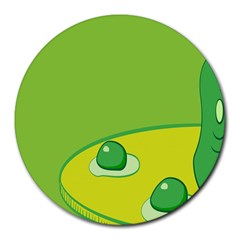 Food Egg Minimalist Yellow Green Round Mousepads by Alisyart