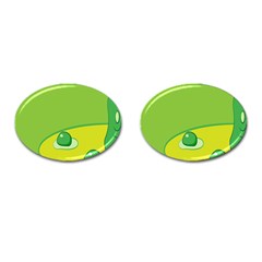 Food Egg Minimalist Yellow Green Cufflinks (oval) by Alisyart