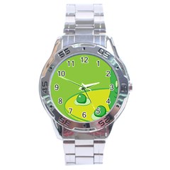 Food Egg Minimalist Yellow Green Stainless Steel Analogue Watch