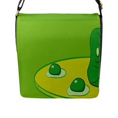 Food Egg Minimalist Yellow Green Flap Messenger Bag (l)  by Alisyart