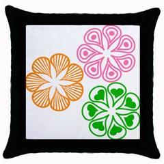 Flower Floral Love Valentine Star Pink Orange Green Throw Pillow Case (black)