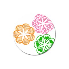 Flower Floral Love Valentine Star Pink Orange Green Magnet 3  (round)