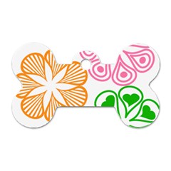 Flower Floral Love Valentine Star Pink Orange Green Dog Tag Bone (two Sides) by Alisyart
