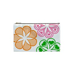 Flower Floral Love Valentine Star Pink Orange Green Cosmetic Bag (small)  by Alisyart