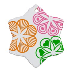 Flower Floral Love Valentine Star Pink Orange Green Snowflake Ornament (two Sides)