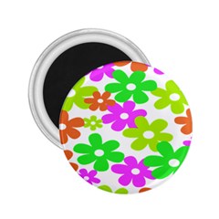 Flowers Floral Sunflower Rainbow Color Pink Orange Green Yellow 2 25  Magnets