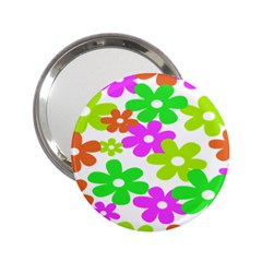 Flowers Floral Sunflower Rainbow Color Pink Orange Green Yellow 2 25  Handbag Mirrors