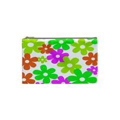 Flowers Floral Sunflower Rainbow Color Pink Orange Green Yellow Cosmetic Bag (small) 