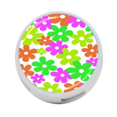 Flowers Floral Sunflower Rainbow Color Pink Orange Green Yellow 4-port Usb Hub (two Sides) 