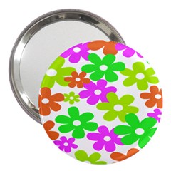 Flowers Floral Sunflower Rainbow Color Pink Orange Green Yellow 3  Handbag Mirrors by Alisyart