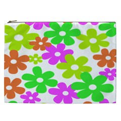 Flowers Floral Sunflower Rainbow Color Pink Orange Green Yellow Cosmetic Bag (xxl) 