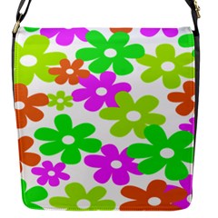 Flowers Floral Sunflower Rainbow Color Pink Orange Green Yellow Flap Messenger Bag (s) by Alisyart
