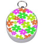 Flowers Floral Sunflower Rainbow Color Pink Orange Green Yellow Silver Compasses Front