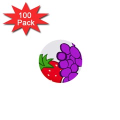 Fruit Grapes Strawberries Red Green Purple 1  Mini Buttons (100 Pack)  by Alisyart