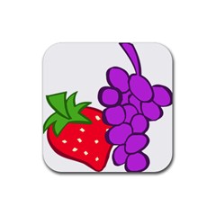 Fruit Grapes Strawberries Red Green Purple Rubber Coaster (square) 