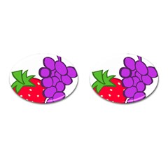 Fruit Grapes Strawberries Red Green Purple Cufflinks (oval) by Alisyart