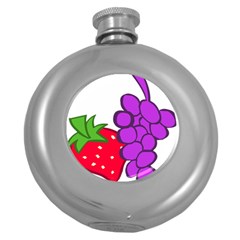 Fruit Grapes Strawberries Red Green Purple Round Hip Flask (5 Oz) by Alisyart