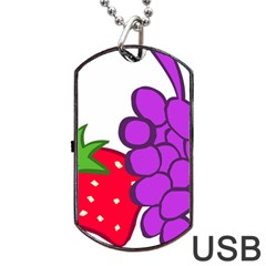 Fruit Grapes Strawberries Red Green Purple Dog Tag Usb Flash (one Side)