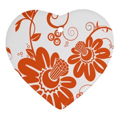 Floral Rose Orange Flower Ornament (heart) by Alisyart