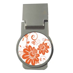 Floral Rose Orange Flower Money Clips (round)  by Alisyart