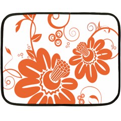 Floral Rose Orange Flower Fleece Blanket (mini) by Alisyart