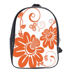 Floral Rose Orange Flower School Bags(large)  by Alisyart