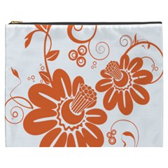 Floral Rose Orange Flower Cosmetic Bag (xxxl)  by Alisyart