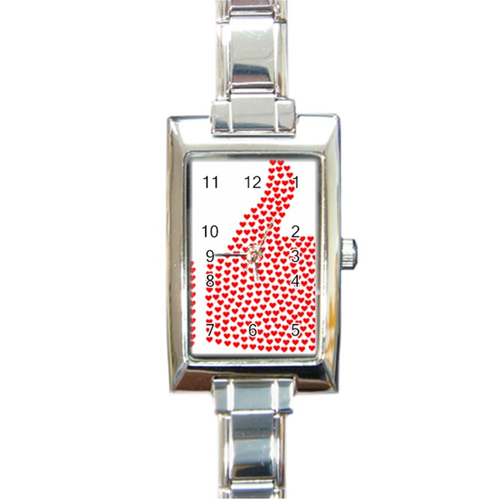 Heart Love Valentines Day Red Sign Rectangle Italian Charm Watch