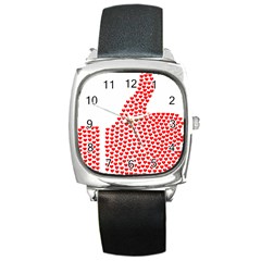 Heart Love Valentines Day Red Sign Square Metal Watch by Alisyart