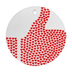 Heart Love Valentines Day Red Sign Round Ornament (two Sides)