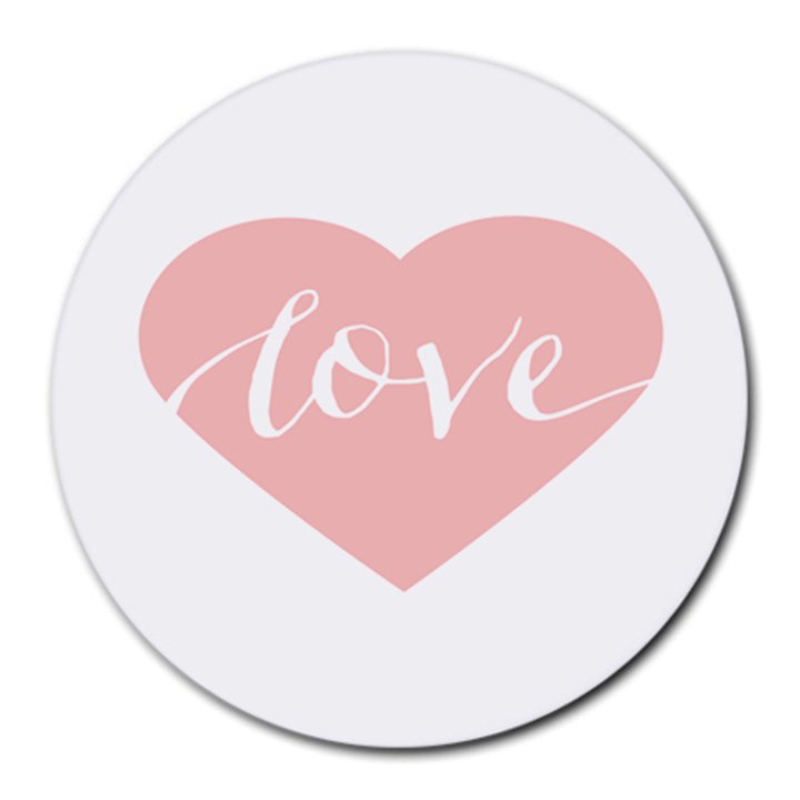 Love Valentines Heart Pink Round Mousepads