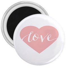 Love Valentines Heart Pink 3  Magnets