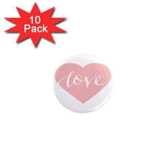 Love Valentines Heart Pink 1  Mini Magnet (10 pack) 