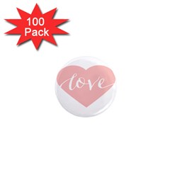 Love Valentines Heart Pink 1  Mini Magnets (100 pack) 