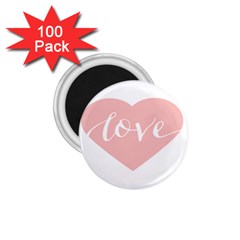 Love Valentines Heart Pink 1.75  Magnets (100 pack) 