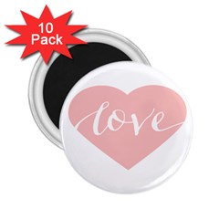 Love Valentines Heart Pink 2.25  Magnets (10 pack) 
