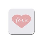 Love Valentines Heart Pink Rubber Square Coaster (4 pack)  Front